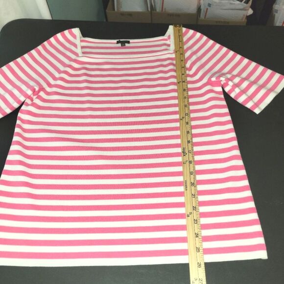 Talbots Pink White Striped Stretch Top XL - Picture 5 of 8